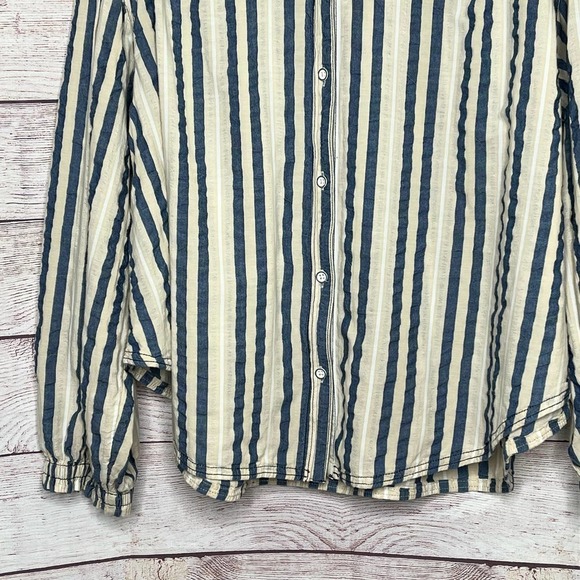 We The Free Striped Button Down Oversized Cotton Women's Shirt XS - Picture 12 of 12